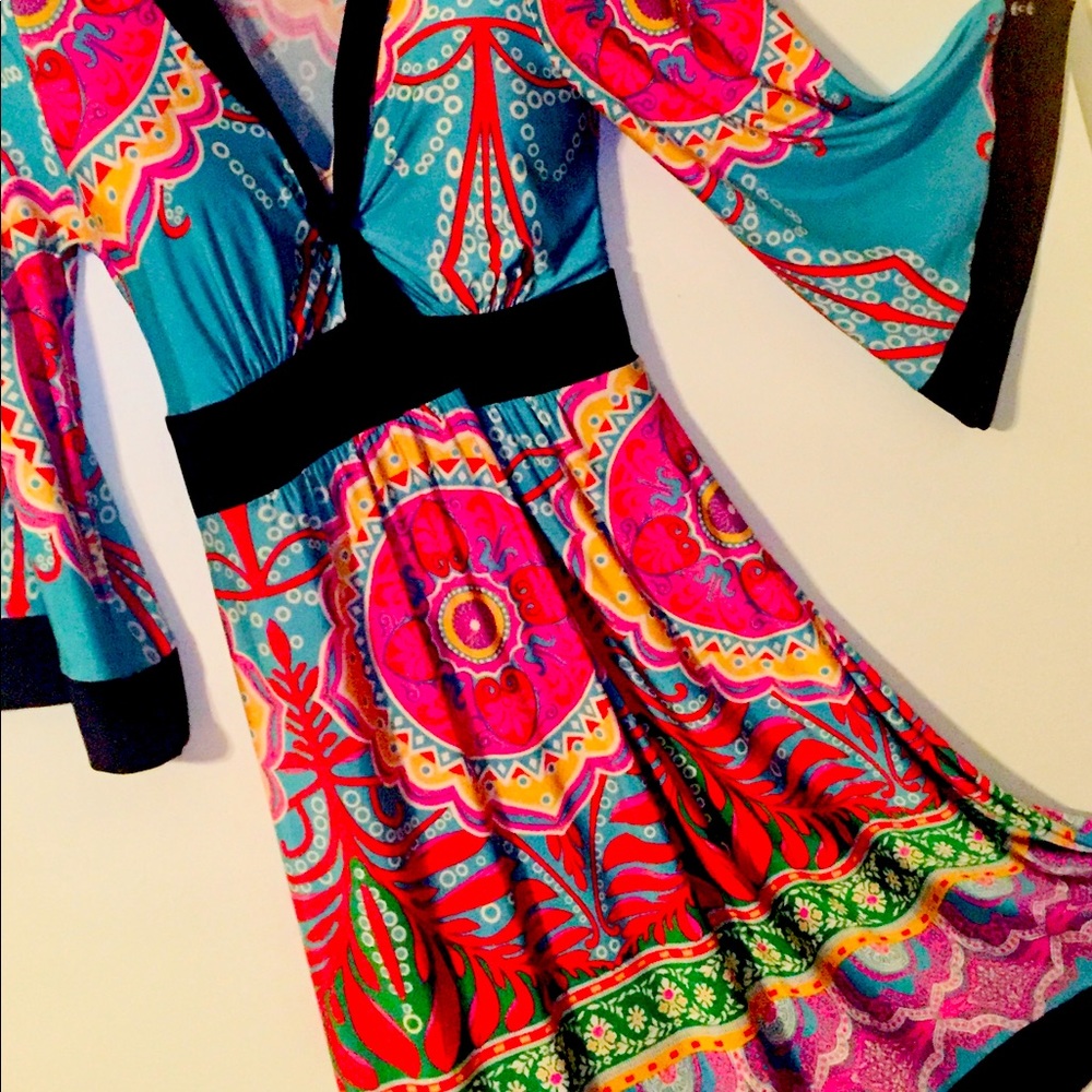 Dress Mod Multi Color Long Sleeve Summer Dress